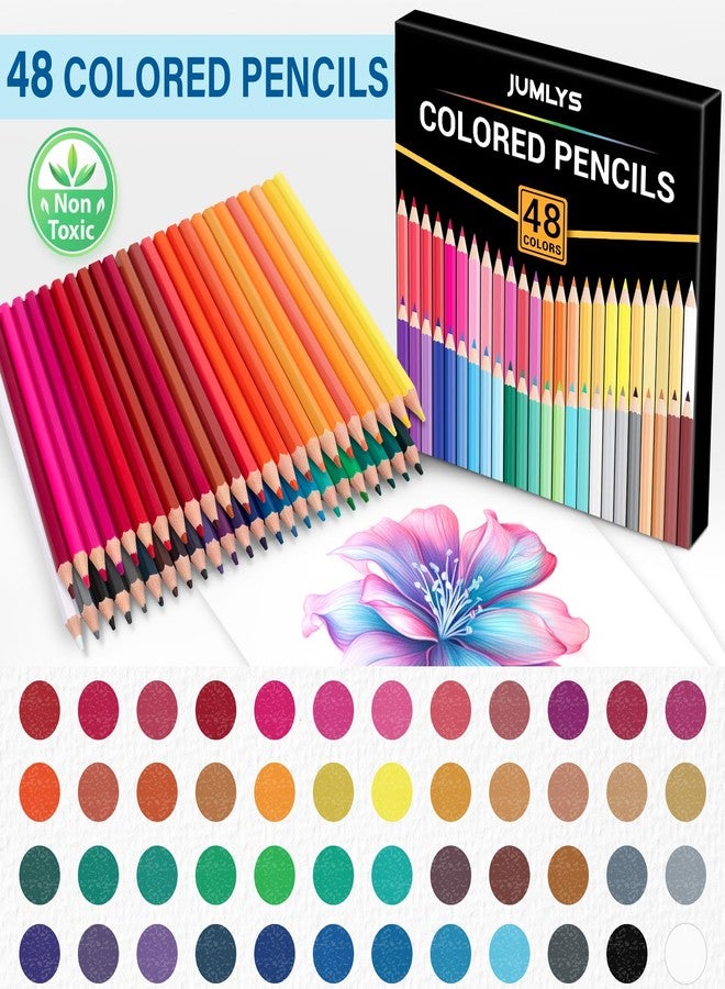 Jumlys 48 Pack Colored Pencils Set, Pre-sharpened Coloring Pencils for Kids Beginners, Colored Pencils for Adult Coloring Books, Ideal Art Supplies for Sketching, Coloring & Painting - Image 2